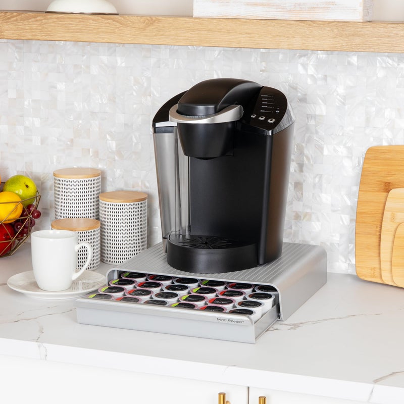 Mind Reader Single Serve Coffee Pod Drawer, 36 Pod Capacity, Countertop Organizer, 13.25"L x 12.75"W x 2.75"H, Gray - Image 2